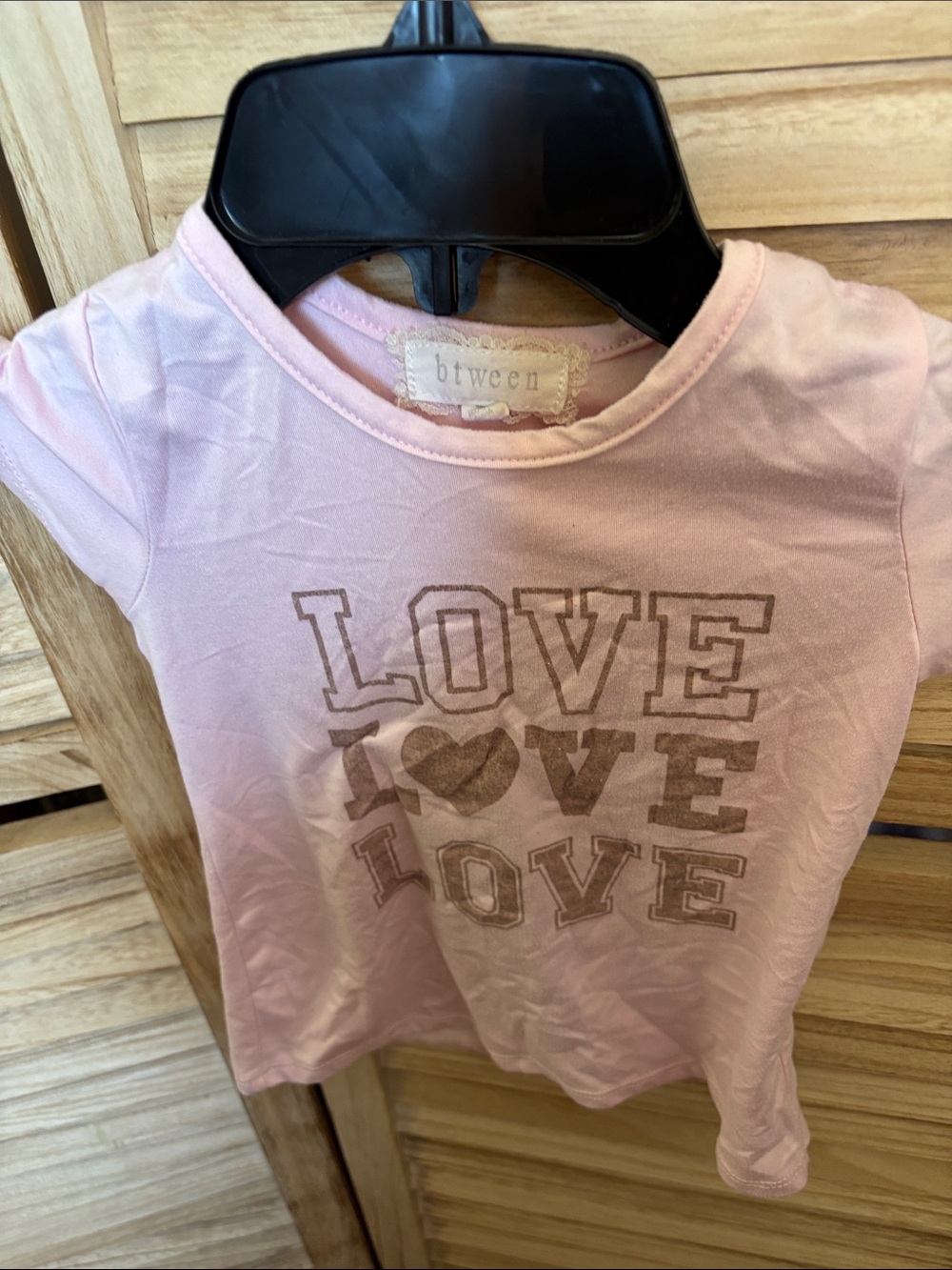btween Pink Tee with Gold LOVE Graphic 2T